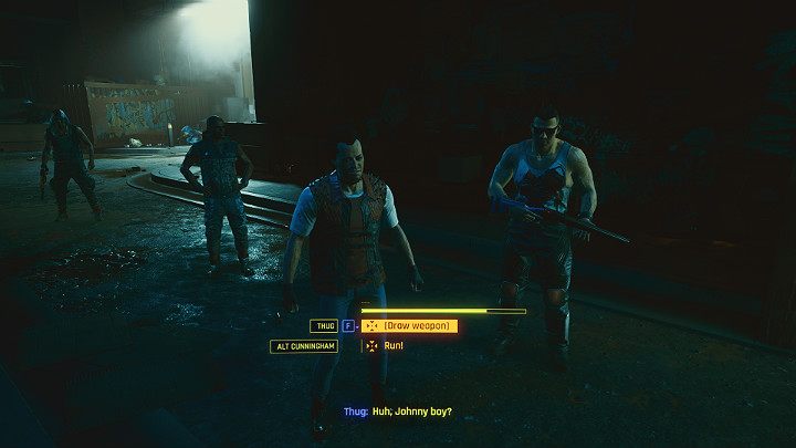 Do Johnnyego i Alt podejdzie kilku oprychów - Cyberpunk 2077: Czynnik ludzki/Transmission - solucja, opis przejścia - Cyberpunk 2077 - poradnik do gry