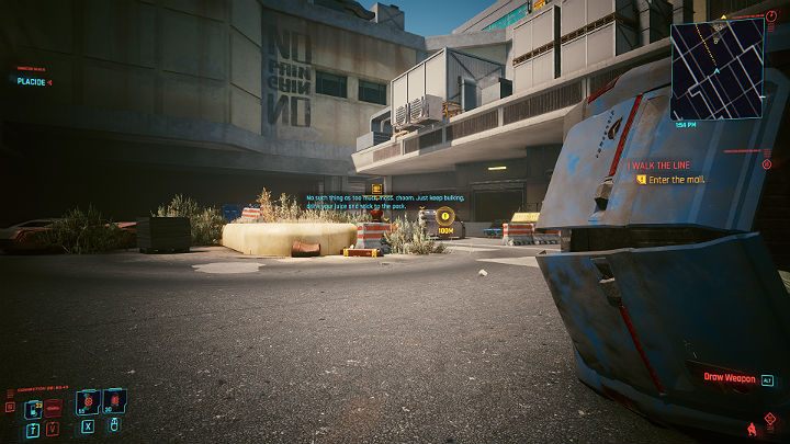 Wejście do garażu pilnuje trzech Animalsów jednak nie musisz z nimi walczyć - wystarczy, że przekradniesz się do wejścia lewą stroną, korzystając po drodze z różnych zasłon (kontenery, samochody, murki) - Cyberpunk 2077: Rozpoznanie wzorca/I Walk the Line - solucja, opis przejścia - Cyberpunk 2077 - poradnik do gry