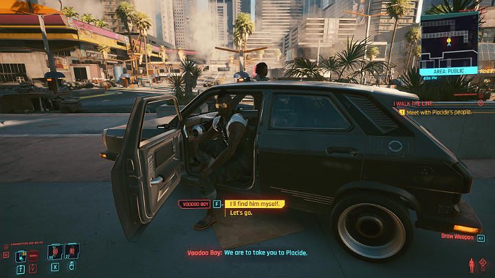 Przed wejściem do centrum handlowego czekają ludzie Placidea i są bardzo zdziwieni na Twój widok - najwidoczniej dobrze wiedzieli, jak ta akcja miała się zakończyć - Cyberpunk 2077: Rozpoznanie wzorca/I Walk the Line - solucja, opis przejścia - Cyberpunk 2077 - poradnik do gry