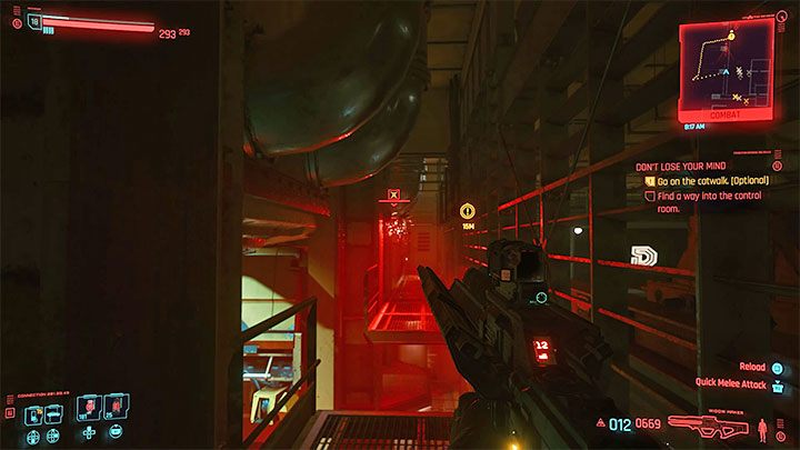 Zlokalizuj drabinkę pozwalającą dostać się na górne balkoniki - Cyberpunk 2077: Delamain: Reanimacja/Dont Lose Your Mind - solucja - Cyberpunk 2077 - poradnik do gry