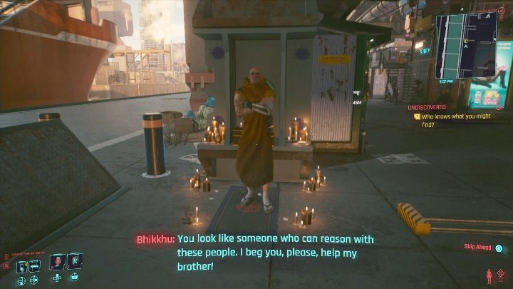 Pierwszego mnicha znajdziesz w pobliżu doków - Cyberpunk 2077: Sacrum i profanum - solucja, opis przejścia - Cyberpunk 2077 - poradnik do gry