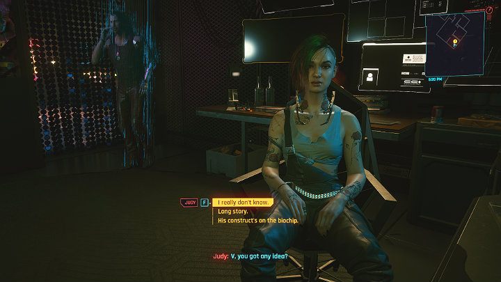 Judy zastanawia się co do tego ma Johnny Silverhand - Cyberpunk 2077: Trzecia część nocy/Double Life - solucja, opis przejścia - Cyberpunk 2077 - poradnik do gry