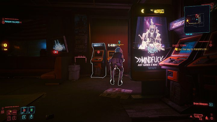 Gdy kobieta zacznie przyglądać się automatowi, podejdź do niego od tyłu i wyeliminuj - ciało możesz zostawić, nie zostanie zauważona - Cyberpunk 2077: Na rozdrożach/Ghost Town - solucja, opis przejścia - Cyberpunk 2077 - poradnik do gry