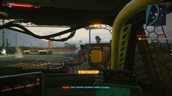 Po walce zbierz wszystkie fanty i pomów z Panam, a następnie wsiądź do jej samochodu na miejsce pasażera - Cyberpunk 2077: Na rozdrożach/Ghost Town - solucja, opis przejścia - Cyberpunk 2077 - poradnik do gry