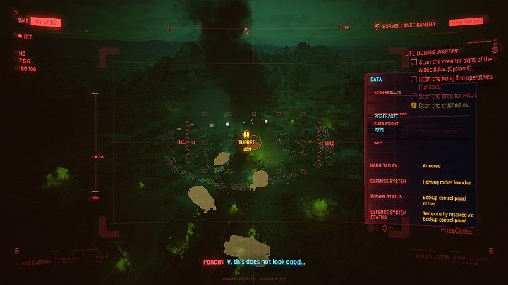 Podłącz się do drona i przeskanuj teren w poszukiwaniu Mitcha, potencjalnego zagrożenia i innych opcjonalnych celów - Cyberpunk 2077: Pasażer/Life During Wartime - solucja, opis przejścia - Cyberpunk 2077 - poradnik do gry