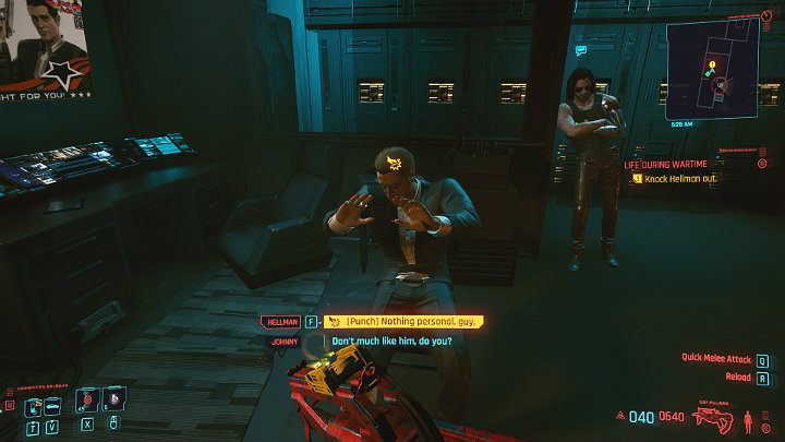 Podejdź do Hellmana i pozbaw go przytomności, a następnie zadzwoń do Takemury i poinformuj go, że zabierzesz Andersa do Sunset Motel - Cyberpunk 2077: Pasażer/Life During Wartime - solucja, opis przejścia - Cyberpunk 2077 - poradnik do gry