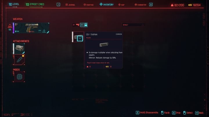 Oprócz zwykłego podnoszenia statystyk, broń możesz ulepszyć o dodatkowe elementy - Cyberpunk 2077: Crafting i ulepszanie broni - Cyberpunk 2077 - poradnik do gry