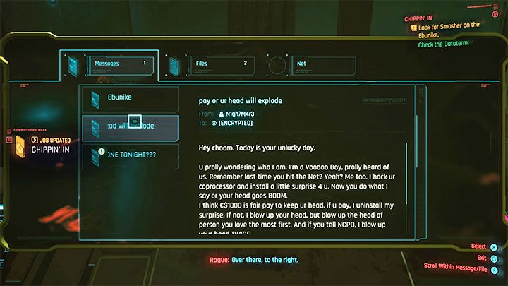 Dataterm to stanowisko komputerowe, z którym trzeba wejść w interakcję - Cyberpunk 2077: Gdzie jest Johnny? (Rogue i Johnny)/Chippin In - solucja - Cyberpunk 2077 - poradnik do gry