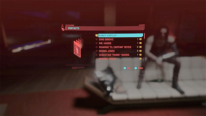 Po tym jak V odzyska kontrolę nad ciałem pogadaj z Kerrym i zgodnie z jego życzeniem zadzwoń do Nancy Hartley - Cyberpunk 2077: Niespodzianka! (Kerry)/Holdin On - solucja, opis przejścia - Cyberpunk 2077 - poradnik do gry