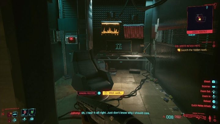 W mieszkaniu zeskanuj automat, który otwiera drzwi do tajnego pokoju - Cyberpunk 2077: Odzyskanie własności, Westbrook - kontrakty, solucja, mapa - Cyberpunk 2077 - poradnik do gry
