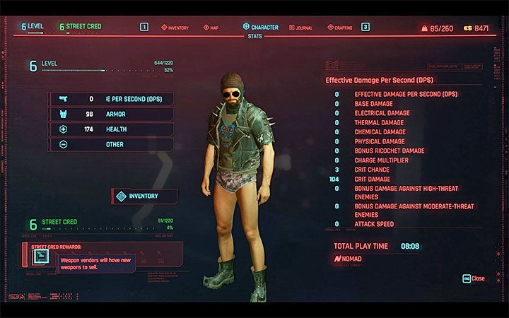 Model bohatera pojawia się za każdym razem gdy otworzysz okno inwentarza - Cyberpunk 2077: Widok TPP, oglądanie V - Cyberpunk 2077 - poradnik do gry