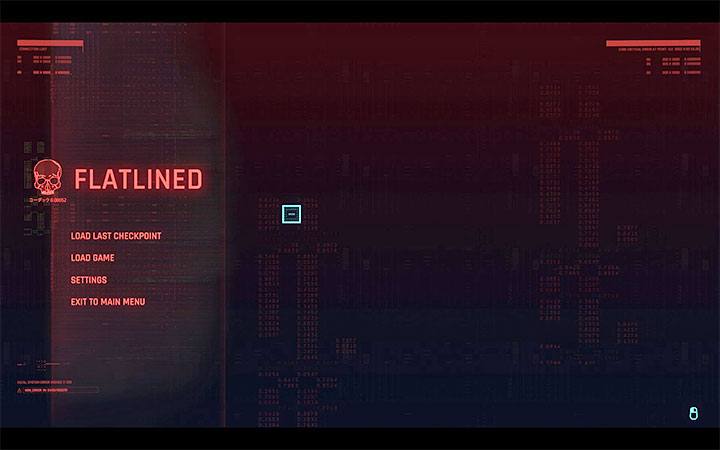 Po śmierci bohatera / bohaterki w Cyberpunk 2077 nie wydarzy się nic oryginalnego - gra wyświetli po prostu ekran game over - Cyberpunk 2077: Śmierć i jej konsekwencje - Cyberpunk 2077 - poradnik do gry