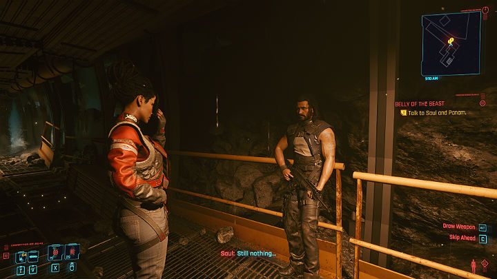Wyjdź ze sterowni, by pomówić z Saulem i Panam - Cyberpunk 2077: Kwarantanna/Belly of the Beast - solucja, opis przejścia - Cyberpunk 2077 - poradnik do gry