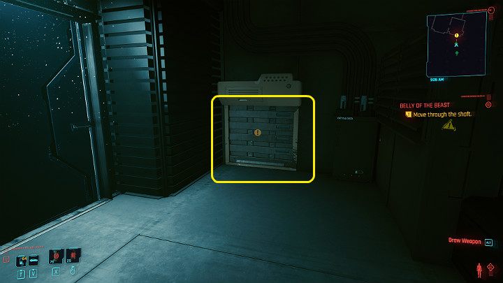 Po prawej stronie znajdziesz kratkę kolejnego szybu technicznego, którym dostaniesz się do pomieszczenia kontrolnego - Cyberpunk 2077: Kwarantanna/Belly of the Beast - solucja, opis przejścia - Cyberpunk 2077 - poradnik do gry