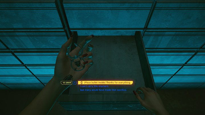 Johnny wysiada przed cmentarzem i prosi chłopaka o to, by zaczekał na niego w samochodzie - Cyberpunk 2077: Zakończenie nomadzkie - współpraca z Panam i Aldecaldos - Cyberpunk 2077 - poradnik do gry