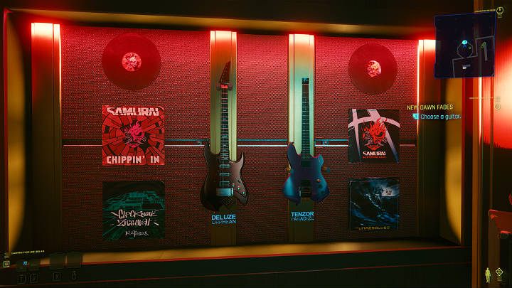 W sklepie sprzedawca proponuje jeden z tańszych modeli gitar, ale Johnny szuka czegoś specjalnego - prawdziwej elektrycznej gitary - Cyberpunk 2077: Zakończenie Johnnyego - współpraca z Rogue - Cyberpunk 2077 - poradnik do gry