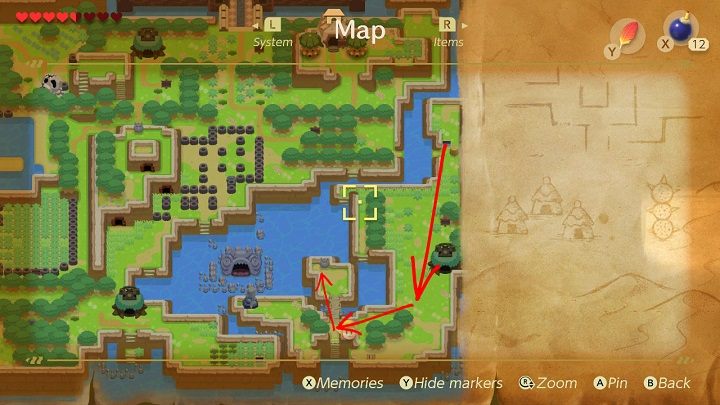 Zejdź po schodach uważając na rekiny i przejdź tajnym przejściem na drugą stronę wyspy - Anglers Tunnel | Solucja The Legend of Zelda Links Awakening - The Legend of Zelda Links Awakening - poradnik do gry