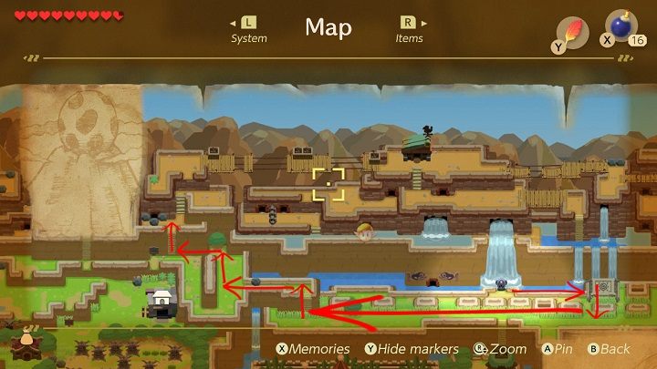 Idź w prawo i uruchom Fast Travel Point - Anglers Tunnel | Solucja The Legend of Zelda Links Awakening - The Legend of Zelda Links Awakening - poradnik do gry