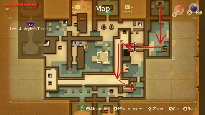 Zejdź na dół i wróć do pokoju po lewej - Anglers Tunnel | Solucja The Legend of Zelda Links Awakening - The Legend of Zelda Links Awakening - poradnik do gry