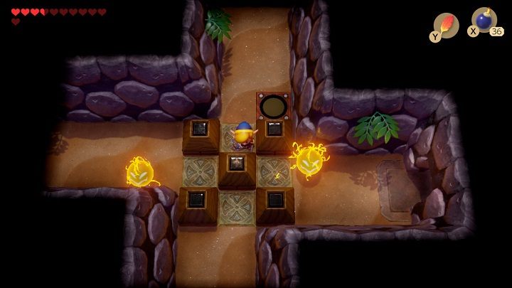 Przesuń środkową cegłę i idź w lewo - Catfishs Maw | Solucja The Legend of Zelda Links Awakening - The Legend of Zelda Links Awakening - poradnik do gry
