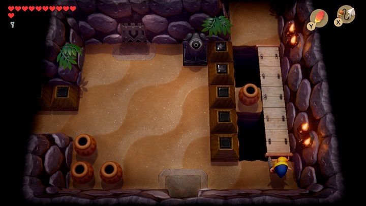 Użyj Harpuna, by wyciągnąć drewniany most i przejść do następnego pomieszczenia - Catfishs Maw | Solucja The Legend of Zelda Links Awakening - The Legend of Zelda Links Awakening - poradnik do gry