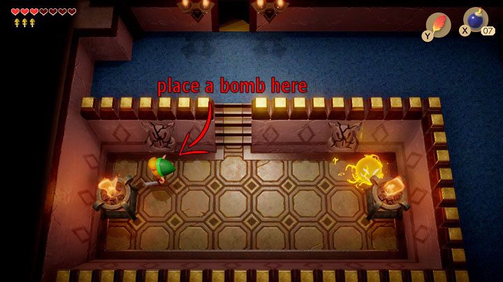 Idź na górę i wejdź po schodach na górne piętro - Key Cavern | Solucja The Legend of Zelda Links Awakening - The Legend of Zelda Links Awakening - poradnik do gry