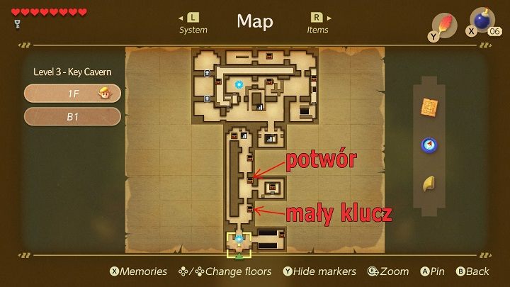 Podnieś wazę i rzuć nią w drzwi - Key Cavern | Solucja The Legend of Zelda Links Awakening - The Legend of Zelda Links Awakening - poradnik do gry