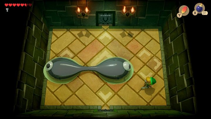 Zaszarżuj na ogromny głaz z twarzą - Key Cavern | Solucja The Legend of Zelda Links Awakening - The Legend of Zelda Links Awakening - poradnik do gry