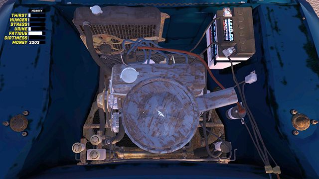 Montaż silnika odbywa się w garażu na stanowisku przy ścianie - My Summer Car: Budowa silnika i skrzyni biegów dla samochodu Satsuma - My Summer Car - poradnik do gry