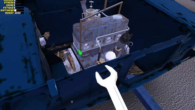 W narożniku przegrody zamontuj część instalacji elektrycznej ELECTRICS, za pomocą dwóch nakrętek 8mm - My Summer Car: Montaż silnika w samochodzie Satsuma - My Summer Car - poradnik do gry