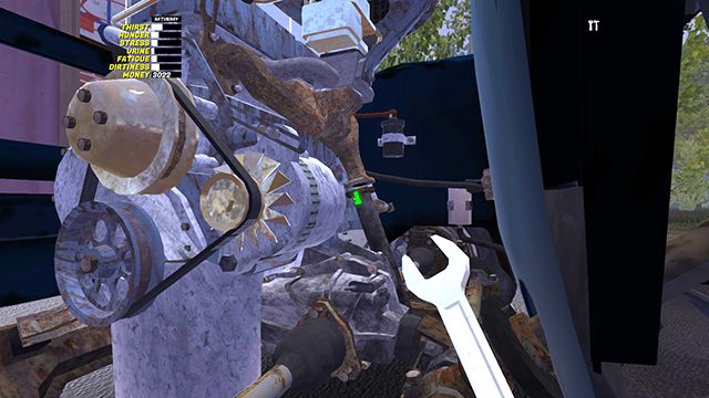 Dwie śruby 7mm łączą wydech z kolektorem wydechowym. Trzecią znajdziesz z tyłu, w okolicach tłumika. - My Summer Car: Montaż silnika w samochodzie Satsuma - My Summer Car - poradnik do gry