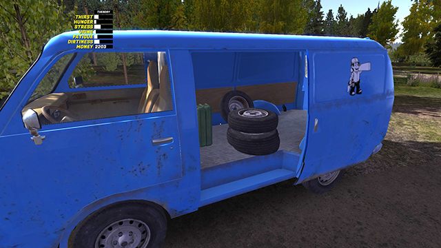 Połóż je na blacie tuż obok mechanika - Gdzie znaleźć koła w My Summer Car? - My Summer Car - poradnik do gry