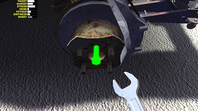 Teraz przystaw przednie koła i dokręcić je czterema śrubami rozmiar 13 - Zawieszenie i układ kierowniczy | Budowa samochodu Satsuma w My Summer Car - My Summer Car - poradnik do gry