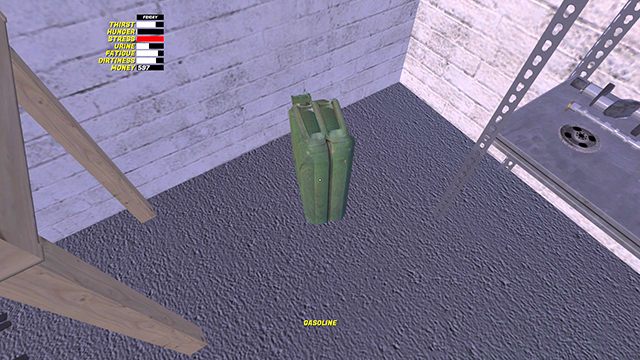 Z narożnika zabierz kanister na benzynę Gasoline. - Samochód Ruscko | Pojazdy w My Summer Car - My Summer Car - poradnik do gry