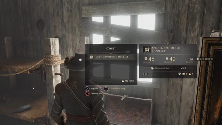 Wyzwól mężczyznę i przyodziej go w jego ubranie - odnajdziesz je w skrzyni, choć bardzo możliwe, że zdobędziesz już kilka podobnych ubrań z ciał wrogów - GreedFall: Wielka Wyprawa - solucja, opis przejścia - GreedFall - poradnik do gry