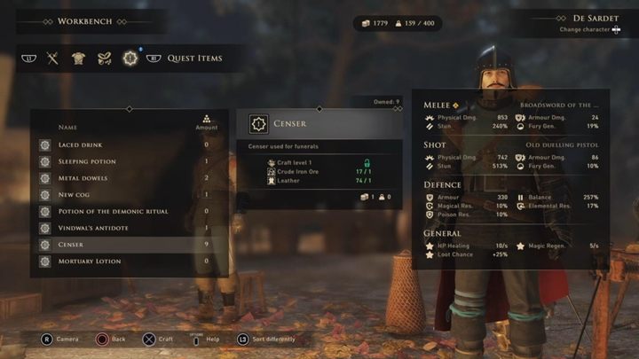 Oba przedmioty możesz wytworzyć przy stole rzemieślniczym - GreedFall: Pożegnanie Królowej - solucja, opis przejścia - GreedFall - poradnik do gry