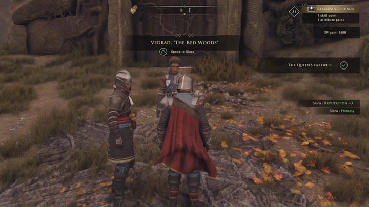W ten sposób, zakończysz misje, otrzymasz +1600 XP i zyskasz 3 punkty reputacji z Siorą - GreedFall: Pożegnanie Królowej - solucja, opis przejścia - GreedFall - poradnik do gry