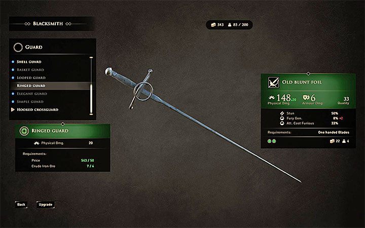 Kowal może wyprodukować dla ciebie pożądane ulepszenie, ale będzie cię to słono kosztować - GreedFall: Rzemiosło i alchemia - GreedFall - poradnik do gry