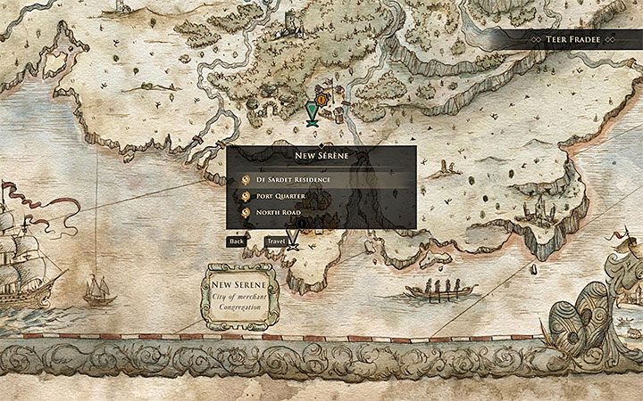 Niezależnie od wybranego sposobu aktywacji szybkiej podróży możesz wybrać z mapy świata jedną z odkrytych już lokacji i następnie wybrać konkretny punkt, do którego chcesz się przenieść - GreedFall: Szybka podróż - jak korzystać? - GreedFall - poradnik do gry