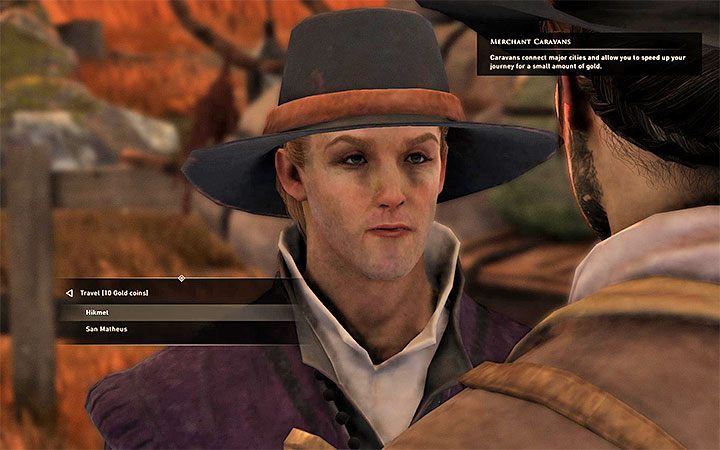 Po zagadaniu do woźnicy możesz wyrazić chęć zapłacenia za usługę oraz wybrać miasto docelowe z listy - GreedFall: Szybka podróż - jak korzystać? - GreedFall - poradnik do gry