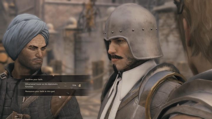 Przed wejściem do domu Gubernatora zobaczysz scenkę, w której na stosie palony jest Opiekun, jedna z pradawnych bestii żyjących na wyspie - GreedFall: Znajdź Constantina w Pałacu, Stare Państwa w Nowym Świecie - solucja - GreedFall - poradnik do gry