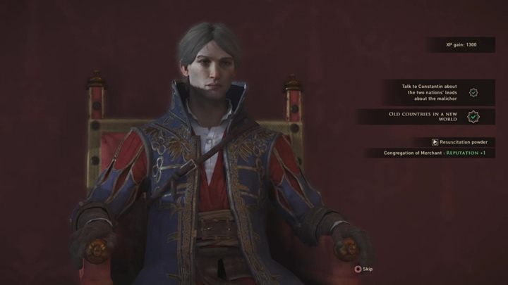 Po wejściu do rezydencji zaczepi cię Petrusa - pomów z nim, a następnie porozmawiaj z Gubernatorem - GreedFall: Znajdź Constantina w Pałacu, Stare Państwa w Nowym Świecie - solucja - GreedFall - poradnik do gry