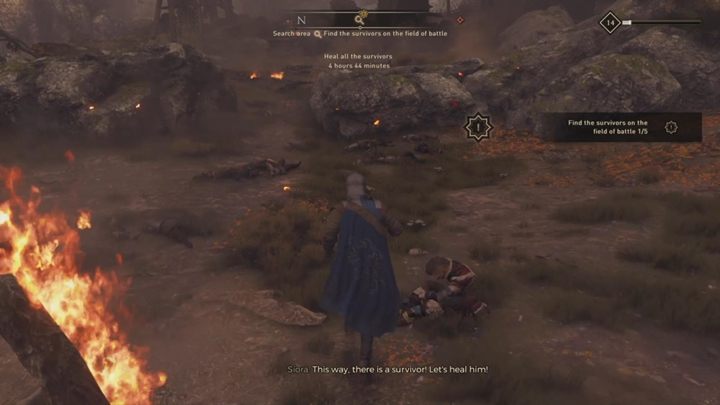 Chodź po polu bitwy i czekaj, aż Siora krzyknie, że widzi rannego - GreedFall: Bitwa Czerwonych Włóczni - solucja, opis przejścia - GreedFall - poradnik do gry