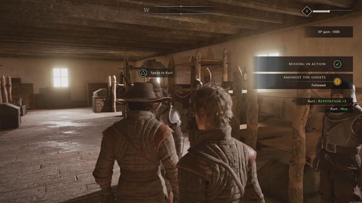 Zakończysz zadanie - otrzymasz 1000 XP, relacja z Kurtem poprawi się +3 i rozpoczniesz kolejną misję od towarzysza - Pośród Duchów - GreedFall: Zaginiony w akcji - solucja, opis przejścia - GreedFall - poradnik do gry