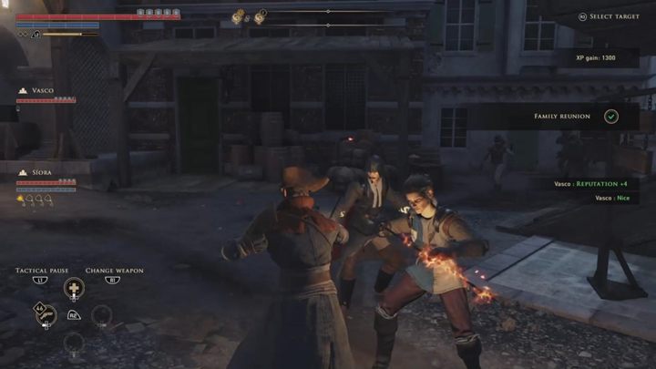 Pomów z Vasco o wszystkim, a zakończysz zadanie, zdobędziesz +4 reputacji z mężczyzną i 1300 XP - GreedFall: Spotkanie Rodzinne - solucja, opis przejścia - GreedFall - poradnik do gry
