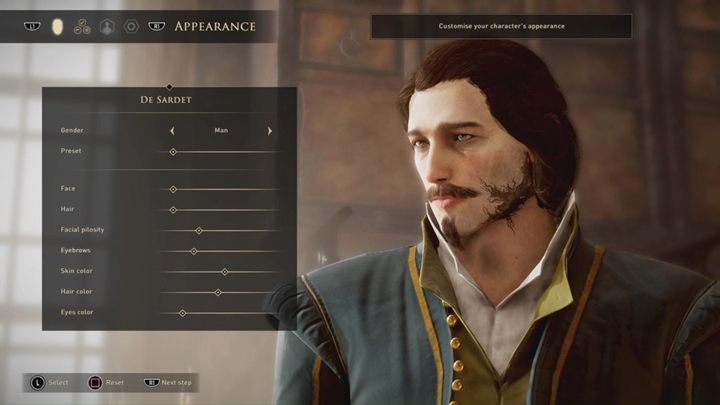 Po rozpoczęciu gry i wyborze poziomu trudności przejdziesz do sekwencji charakteryzacji wyglądu głównej postaci - GreedFall: Tworzenie postaci i wybór klasy - GreedFall - poradnik do gry