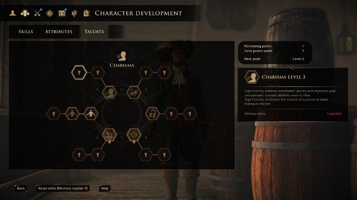 Rozwój tego talentu ułatwi Ci relacje z towarzyszami, zmniejszy ceny u kupców oraz niejednokrotnie uratuje Cię od niepotrzebnej walki - GreedFall: Talenty - GreedFall - poradnik do gry