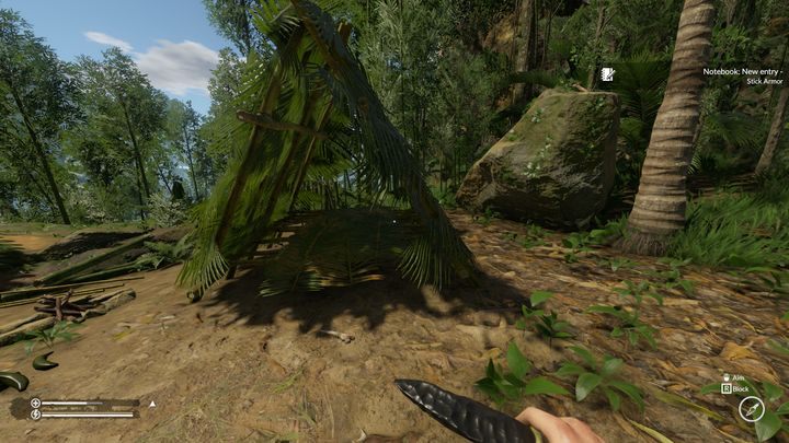 Spać możesz standardowo w przeznaczonych do tego konstrukcjach lub w ostateczności na ziemi. - Green Hell: Potrzeby i komunikacja - jak działają w kooperacji? - Green Hell - poradnik do gry