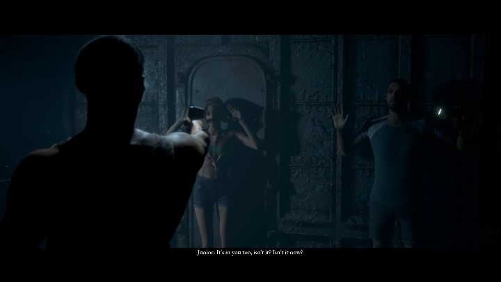 Uspokój Juniora, aby to zrobić musisz w rozdziale Depths pomyślnie odzyskać urządzenie do oddychania pod wodą, następnie w rozdziale Junior wybierz opcje CURIOUS, WORRIED, DESPERATE, GRAB PISTOL - Trofea i osiągnięcia | The Dark Pictures Man of Medan - The Dark Pictures Man of Medan - poradnik do gry