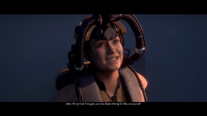 Nie przeszkadza jej jednak to, że jej mężczyzna jest na nią zły. Uśmiech nie znika z jej ust ani na chwilę - Dive | Solucja The Dark Pictures Man of Medan - The Dark Pictures Man of Medan - poradnik do gry